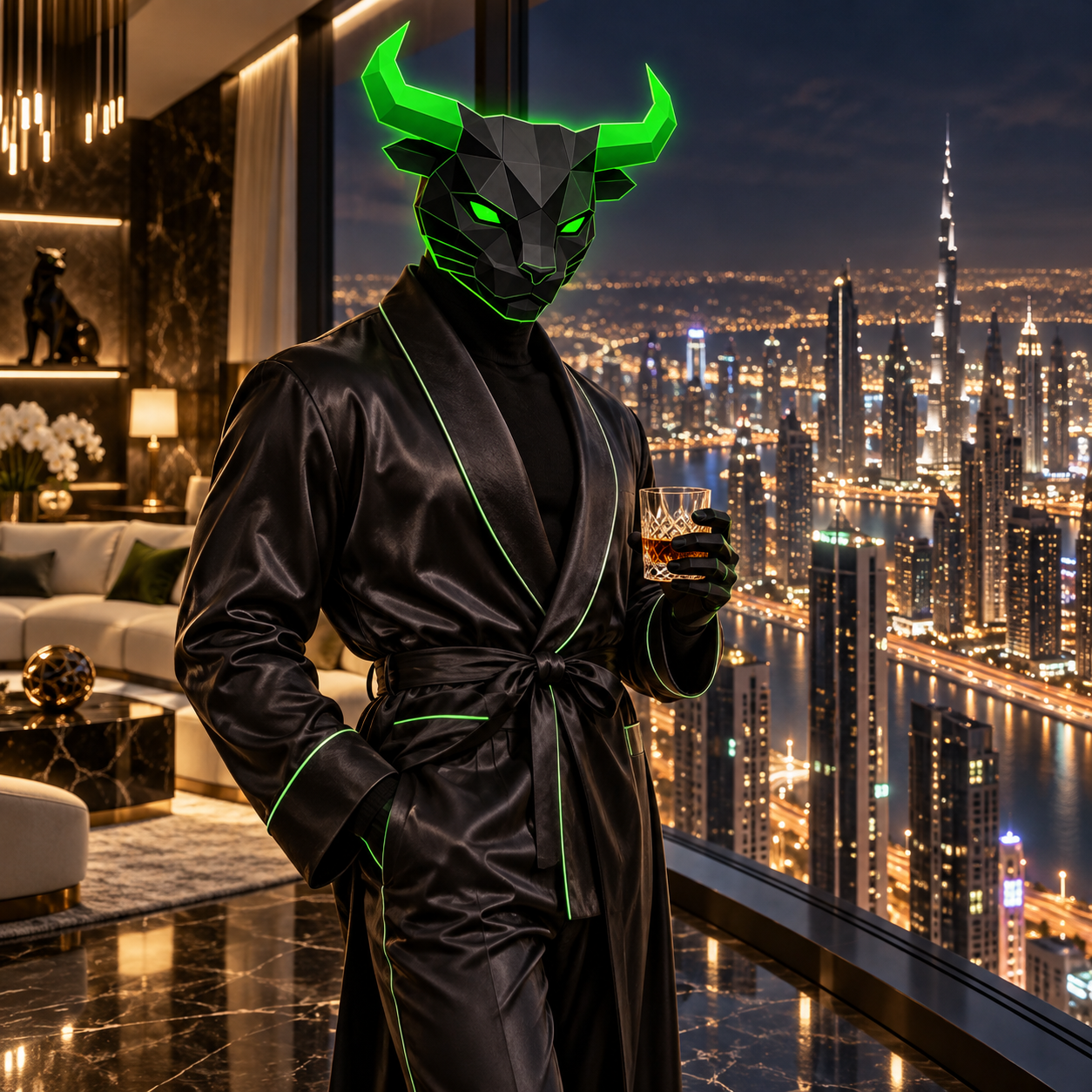 CATESEM in a penthouse overlooking the city at night